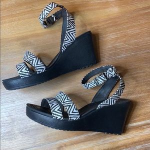 Crocs Black and White Wedge Sandal